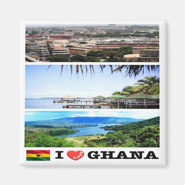 Íman zGH007 GHANA I Love, Mosaico, África, geladeira (Frente)