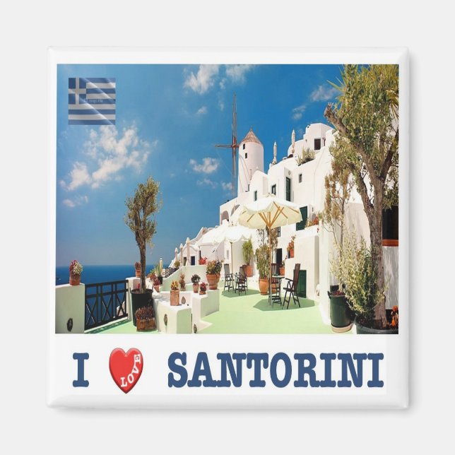 Íman zGR031 SANTORINI I Love, Oia, Grécia, Fridge (Frente)