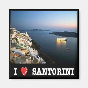 Íman zGR088 SANTORINI Eu Amo, Grécia, Geladeira