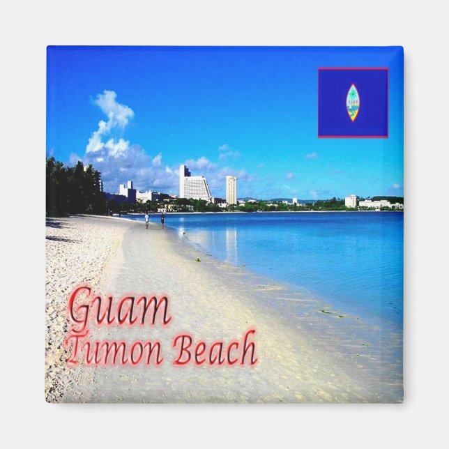 Íman zGU004 GUAM, praia TUMON, Oceânia, frigorífico (Frente)