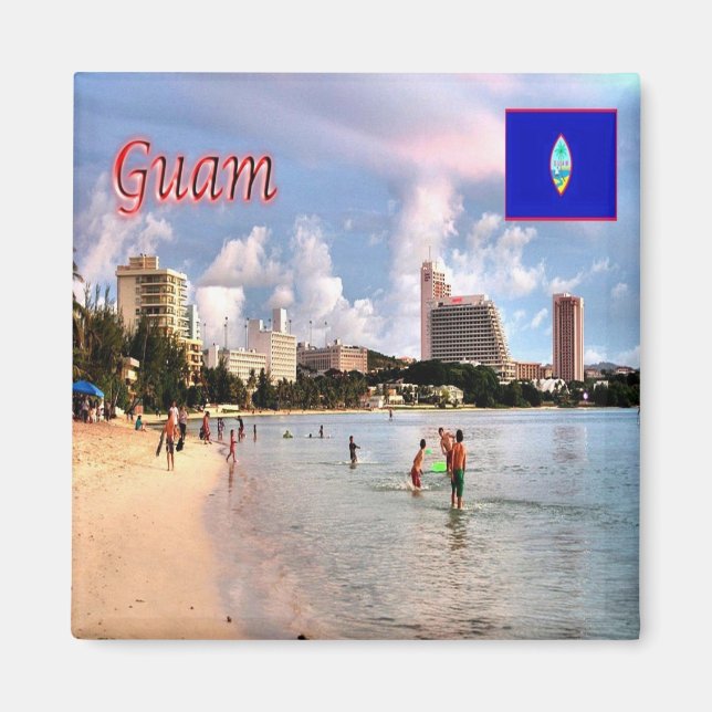 Íman ZGU008 GUAM, praia TUMON, Oceânia, frigorífico (Frente)