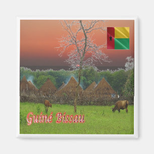 Íman zGW007 GUINÉ BISSAU, aldeia típica, frigorífico
