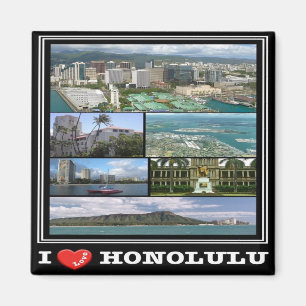 Íman zHI011 HONOLULU I AMOR, HAWAII, Mosaico, geladeira