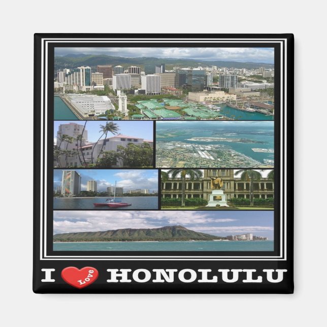 Íman zHI011 HONOLULU I AMOR, HAWAII, Mosaico, geladeira (Frente)