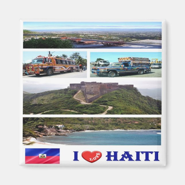 Íman zHT002 HAITI I Love, Mosaic, America, Fridge (Frente)