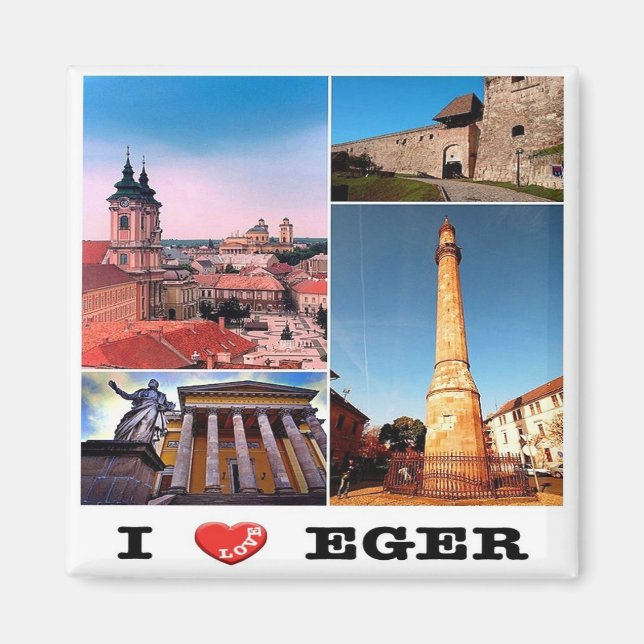 Íman zHU006 EGER I Love, Mosaic, Hungria, Fridge (Frente)