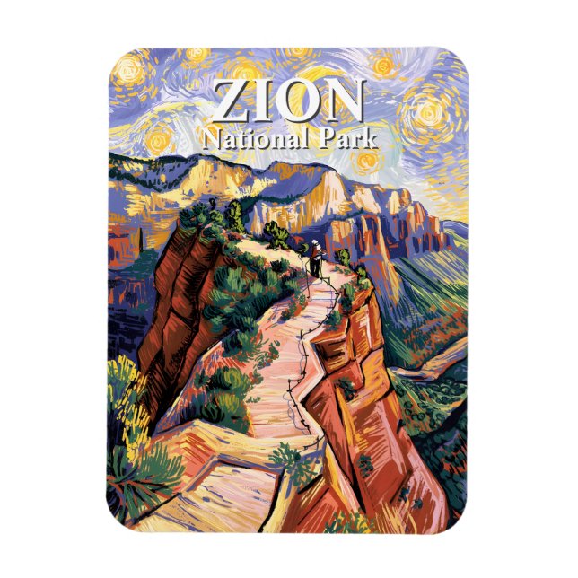 Íman Zion Angels Landing Hiking Trail Colorful Van Gogh (Vertical)
