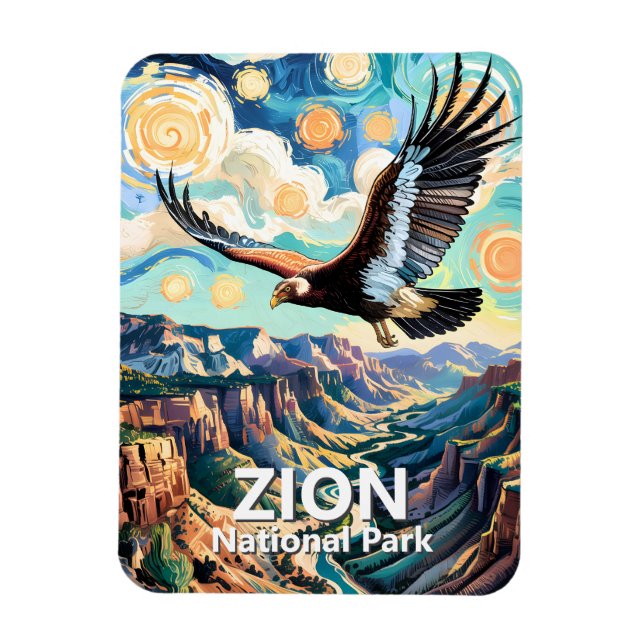Íman Zion Canyon Bird California Condor Vivid Van Gogh (Vertical)