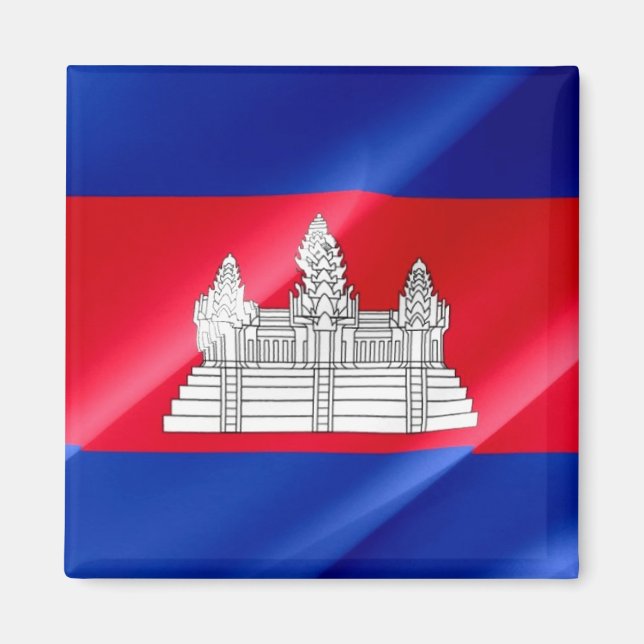 Íman zKH002 Cambodian acenando FLAG Camboja, Fridge (Frente)