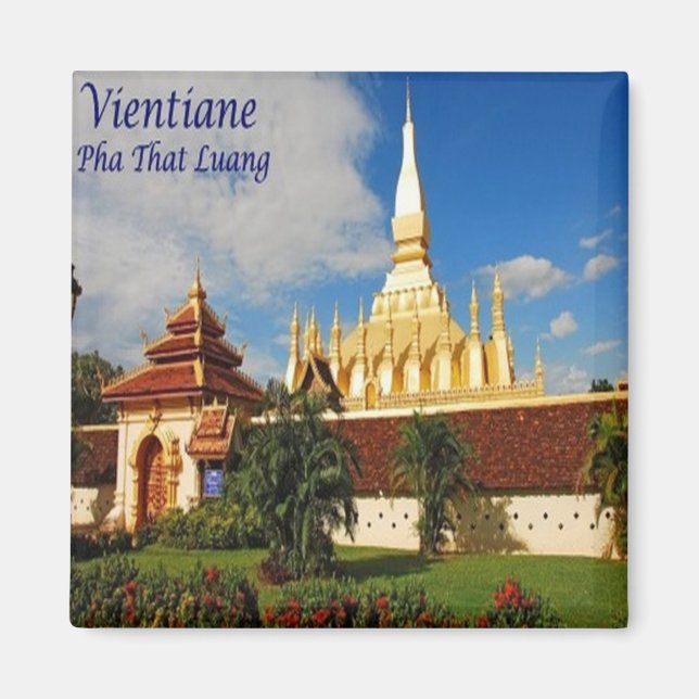 Íman zLA005 PHA QUE LUANG Vientiane, Laos, Ásia, frigid (Frente)