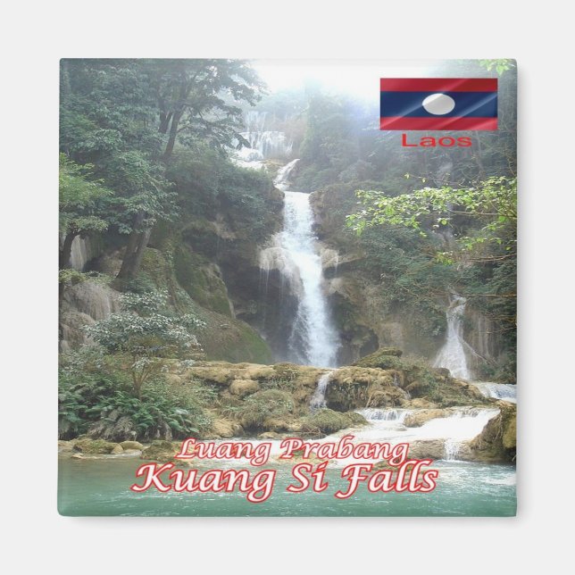 Íman zLA009 KUANG SI FALLS Luang Prabang, Laos, frigide (Frente)