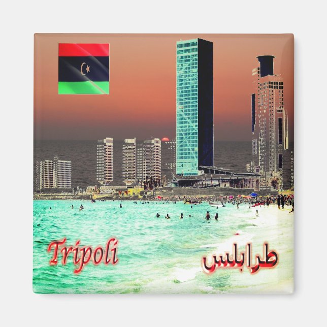 Íman zLY025 TRIPOLI, Torres, Líbia, África, geladeira (Frente)