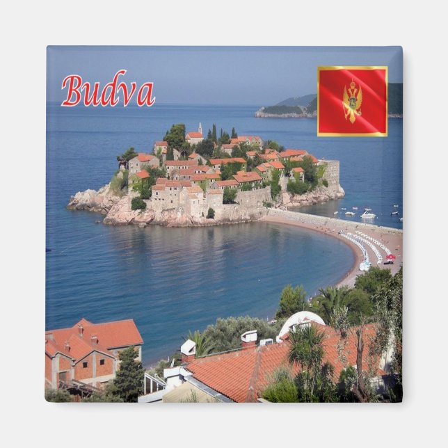 Íman zME019 BUDVA SVETI STEFAN, Montenegro, frigorífico (Frente)