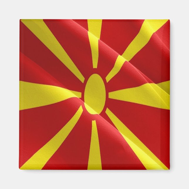 Íman zMK002 NORTH MACEDONIAN acenando FLAG Macedônia, (Frente)