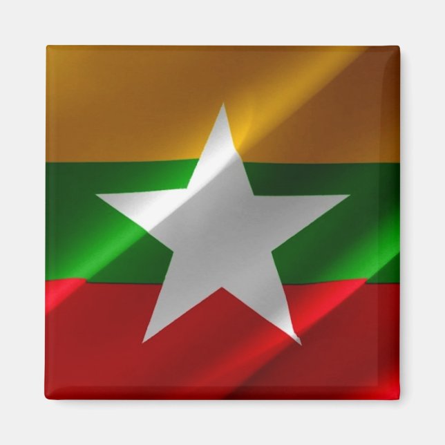 Íman zMM002 balançando birmanês FLAG Myanmar, Imã de ge (Frente)