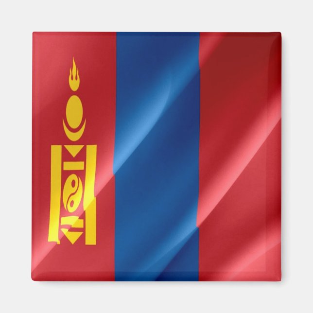 Íman zMN002 acenando bandeira da Mongólia Mongólia,  (Frente)