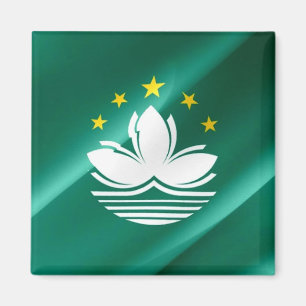 Íman zMO002 acenando Bandeira Macaense Macau ou Macao,