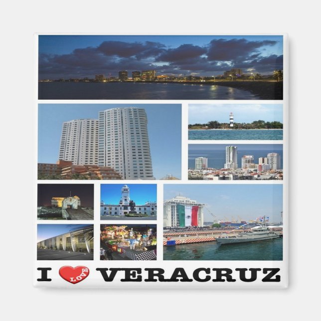 Íman zMX021 VERACRUZ I Love, Mosaic, México, Fridge (Frente)
