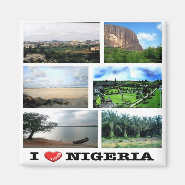 Íman zNG011 NIGERIA I Love, Mosaic, Africa, Fridge (Frente)