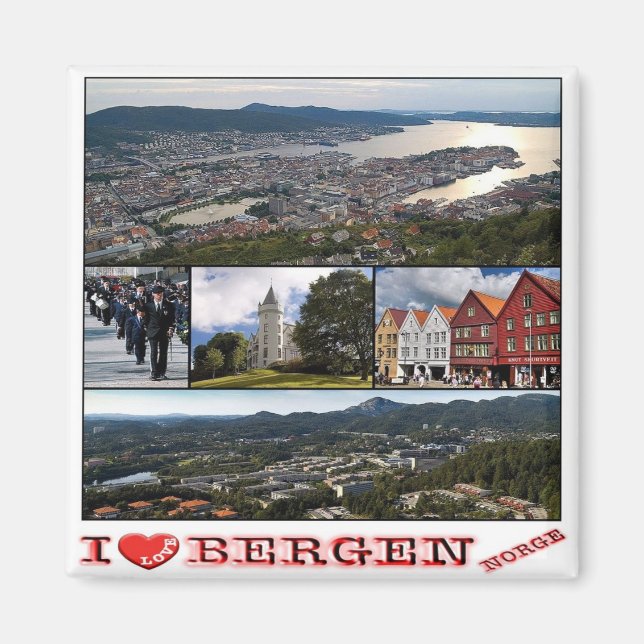 Íman zNO040 BERGEN, Noruega, Europa, frigorífico (Frente)