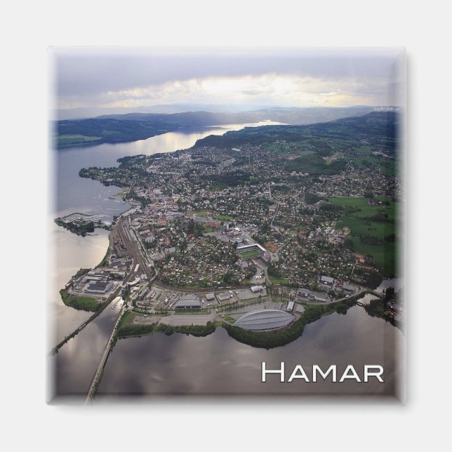 Íman zNO052 HAMAR panorama, Noruega, Europa, Fridge (Frente)