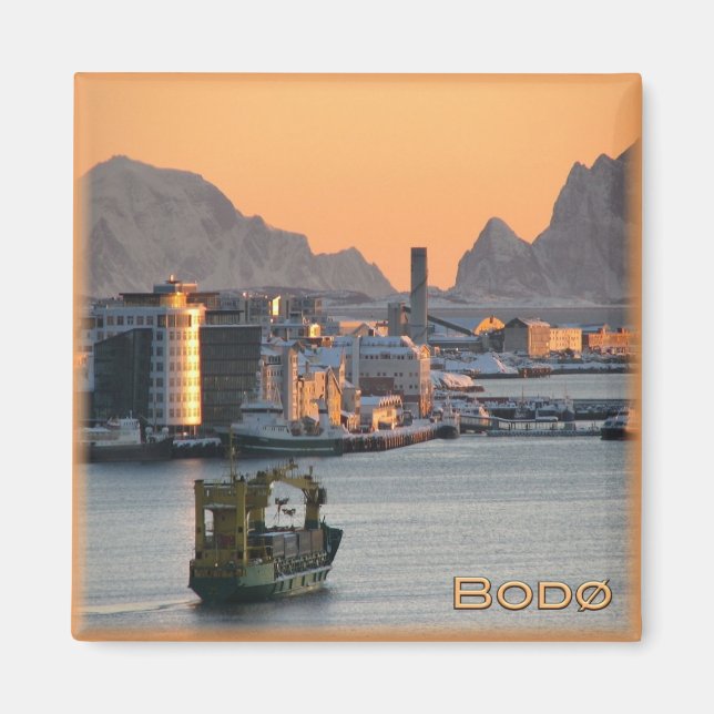 Íman zNO077 BODØ marina, Noruega, Europa, Fridge (Frente)
