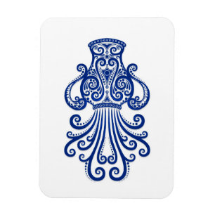Íman Zodiac Intricate Blue Aquarius em Branco