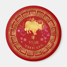 Íman Zodiac Ox Red/Dourado ID542 chinês