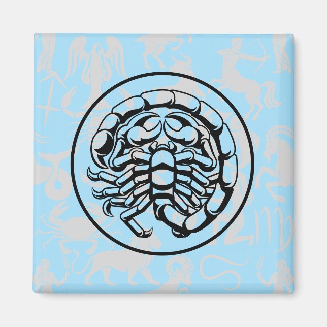 Íman Zodiac Pattern Z02 - Scorpio.w L Blue BG (Frente)