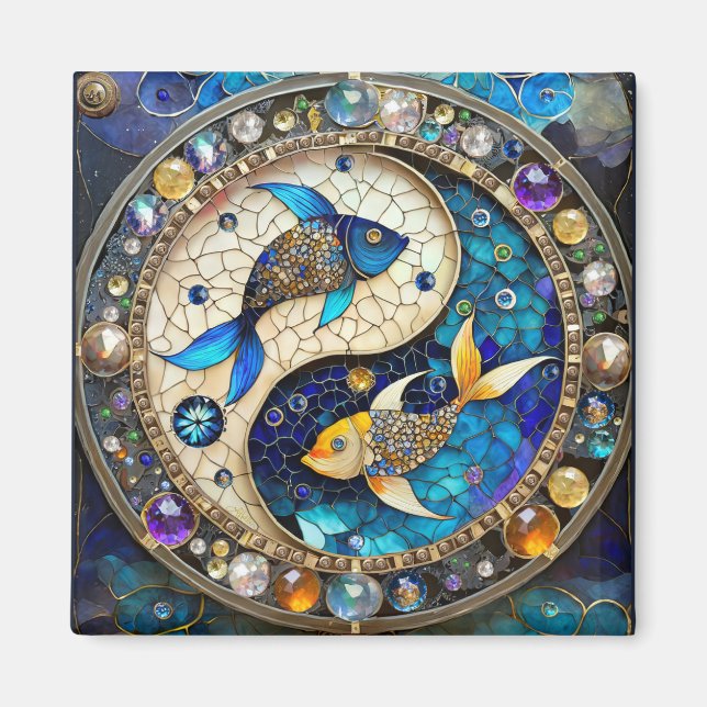 Íman Zodiac - Peixes Fish Yin e Yang (Frente)