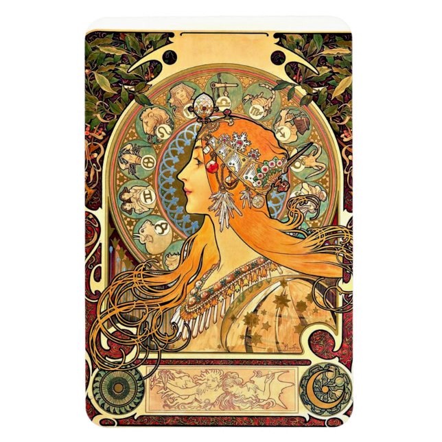 Íman Zodiac, pintura de Art Nouveau por Alphonse Mucha (Vertical)