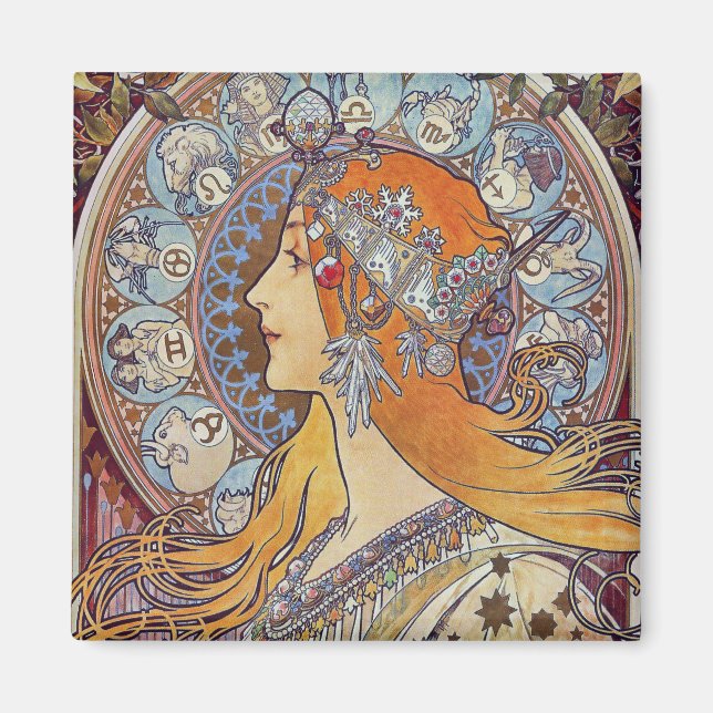 Íman Zodiac por Alphonse Mucha (Frente)