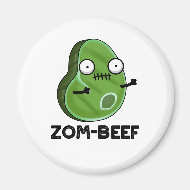 Íman Zom-beef Dia de as Bruxas engraçado Zombie Carnes  (Frente)