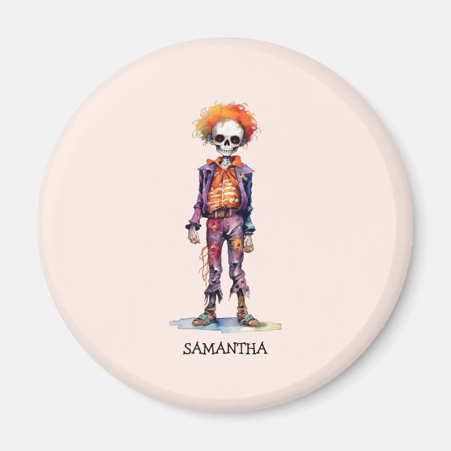 Íman Zombie Halloween, Criança Cuta Personalizada (6) (Frente)