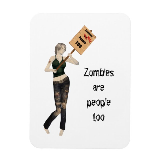 Íman Zombie Pin Up Girl Protesto Eu Flexível Magnet (Vertical)