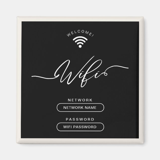 Íman Zona Wifi Simples Preta e bege (Frente)