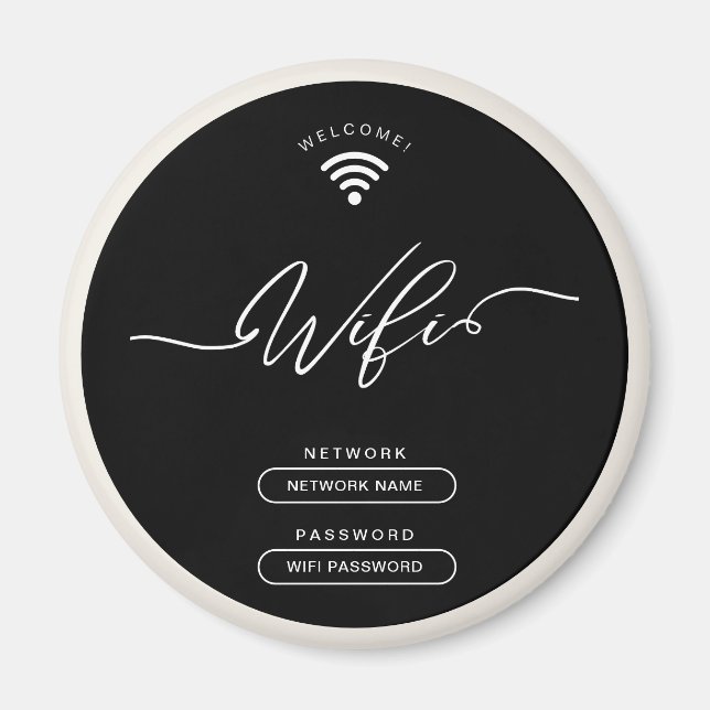 Íman Zona Wifi Simples Preta e bege (Frente)