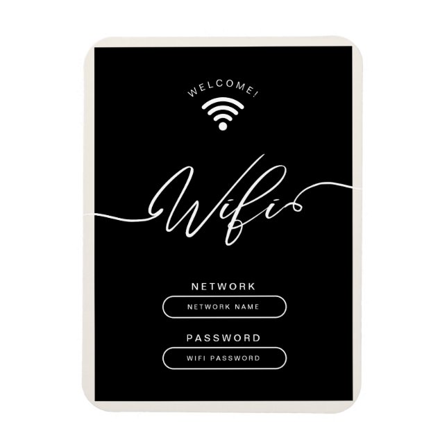 Íman Zona Wifi Simples Preta e bege (Vertical)