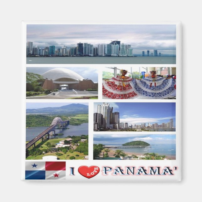 Íman zPA002 PANAMA I Love, Mosaic, America, Fridge (Frente)