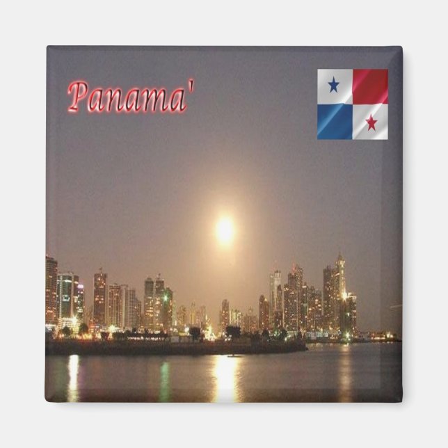 Íman zPA004 PANAMA By Night, Skyline, America, Fridge (Frente)