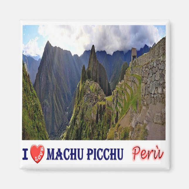 Íman zPE027 MACHU PICCHU I Love, Mosaic, Peru, Fridge (Frente)