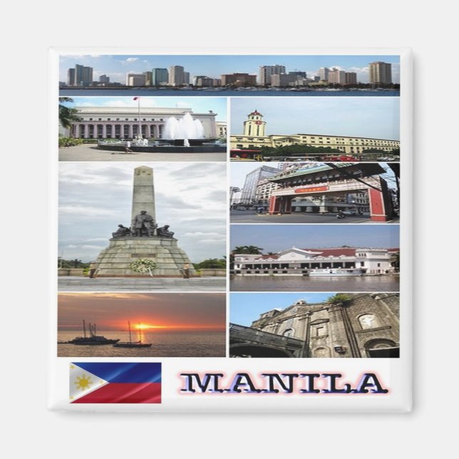 Íman zPH004: mosaico de MANILA, Filipinas, Ásia, (Frente)