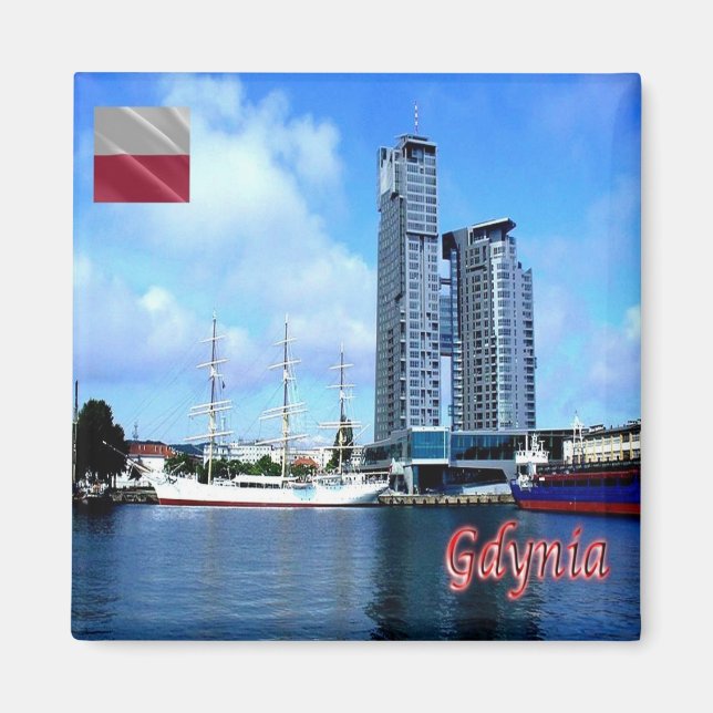 Íman zPL017 GDYNIA panorama, Polônia, Europa, Fridge (Frente)
