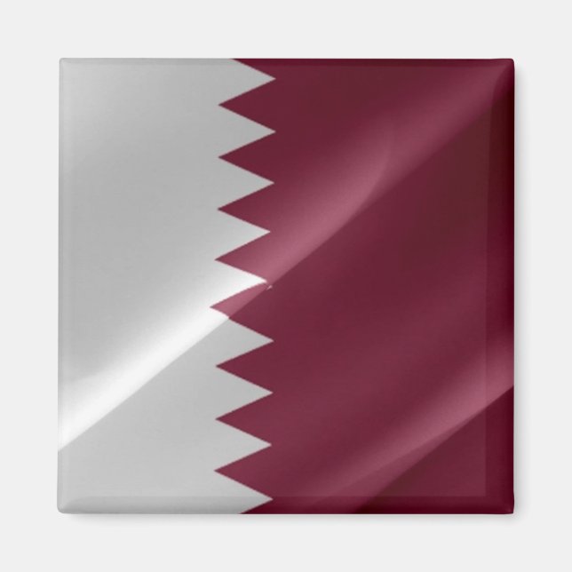 Íman zQA002 acenando Qatari FLAG Qatar, Imã de geladeir (Frente)