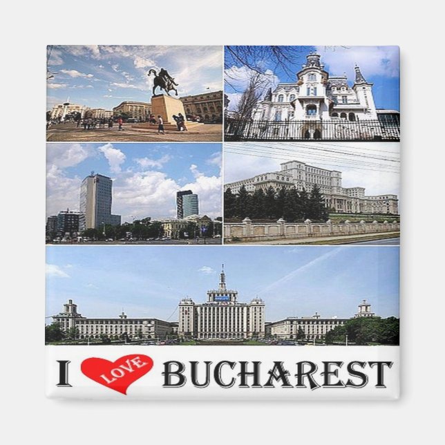 Íman zRO010 BUCHAREST "I Love", Romênia, Europa, gelade (Frente)