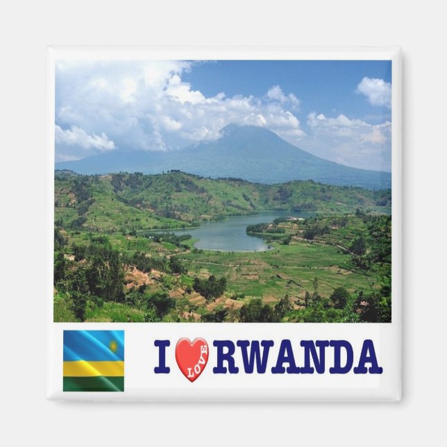 Íman zRW007 RWANDA, I Love, Virunga Mountain, Fridge (Frente)