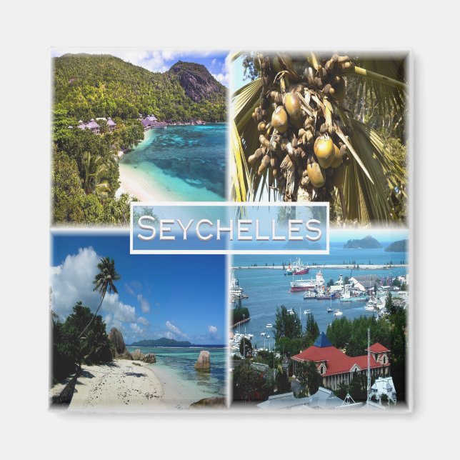 Íman ZSC025 SEYCHELLES, Mosaico, África, frigorífico (Frente)