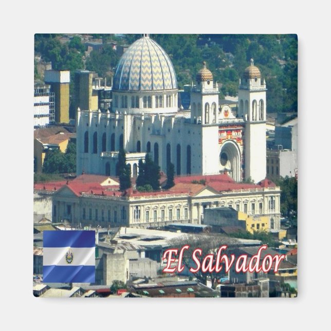 Íman zSV005 EL SALVADOR, Catedral, América, frigorífico (Frente)