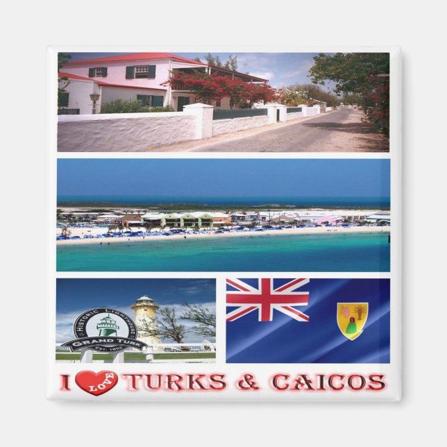 Íman zTC003 TURKS e Ilhas CAICOS I Love, Fridge (Frente)
