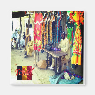 Íman zTD003 CHAD, Mercado no Chade, África, Fridge